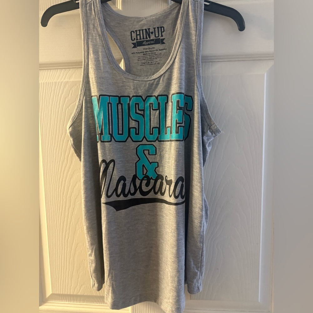 Chin Up Apparel Gray Tank Top - Muscles & Mascara